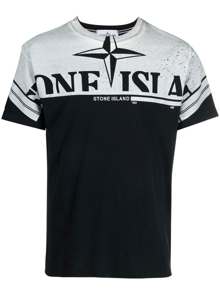 STONE ISLAND Logo-print Short-sleeve T-shirt Navy Blue - MAISONDEFASHION.COM