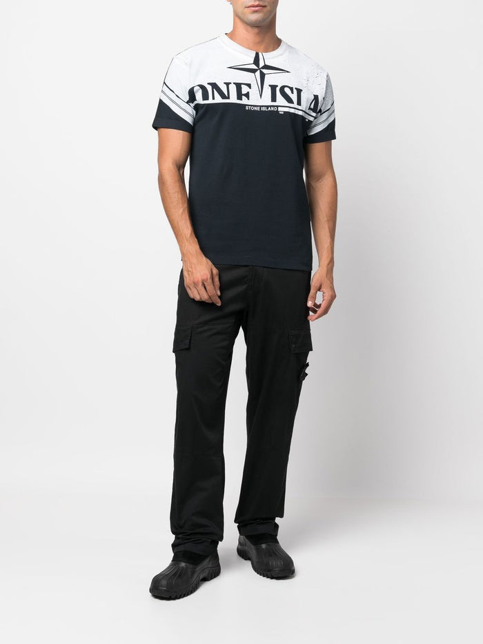 STONE ISLAND Logo-print Short-sleeve T-shirt Navy Blue - MAISONDEFASHION.COM