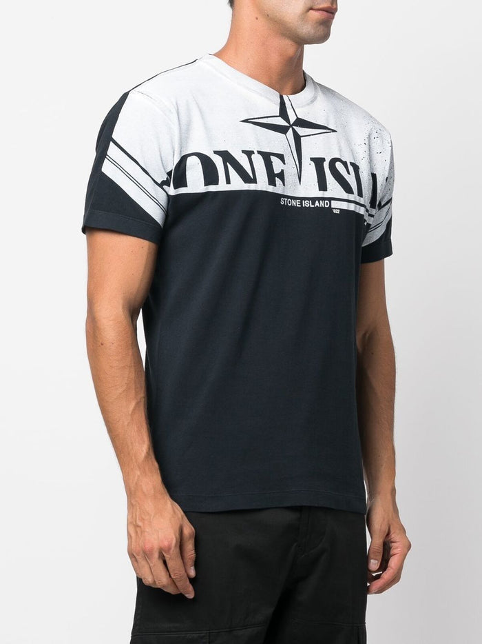 STONE ISLAND Logo-print Short-sleeve T-shirt Navy Blue - MAISONDEFASHION.COM