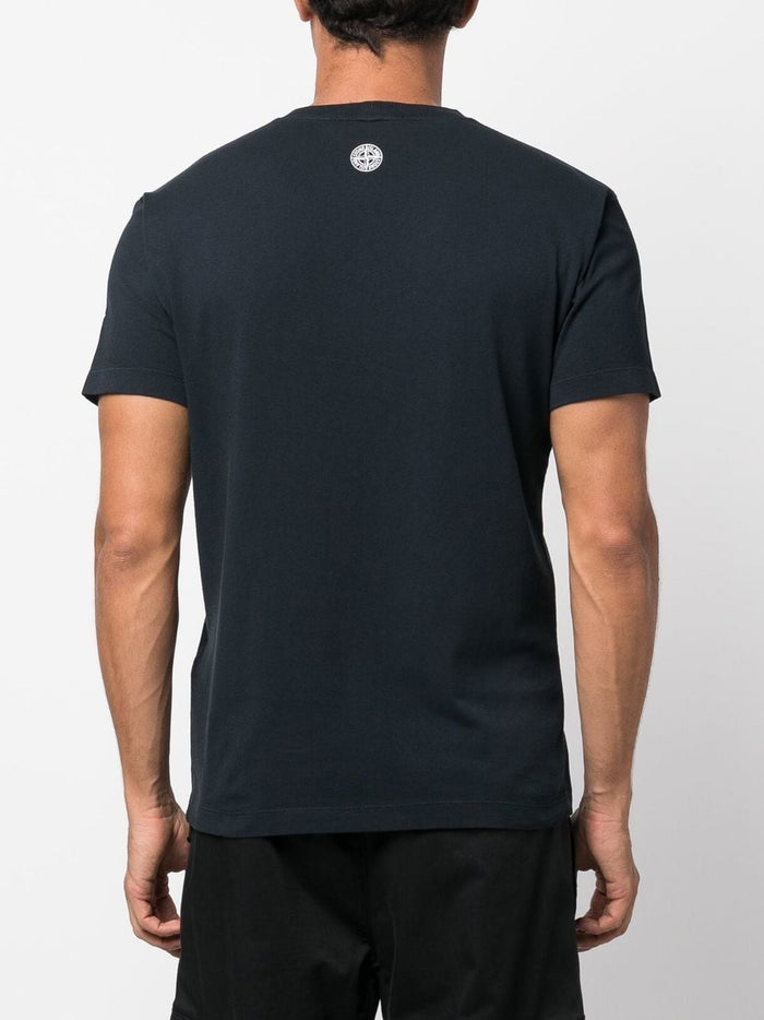 STONE ISLAND Logo-print Short-sleeve T-shirt Navy Blue - MAISONDEFASHION.COM