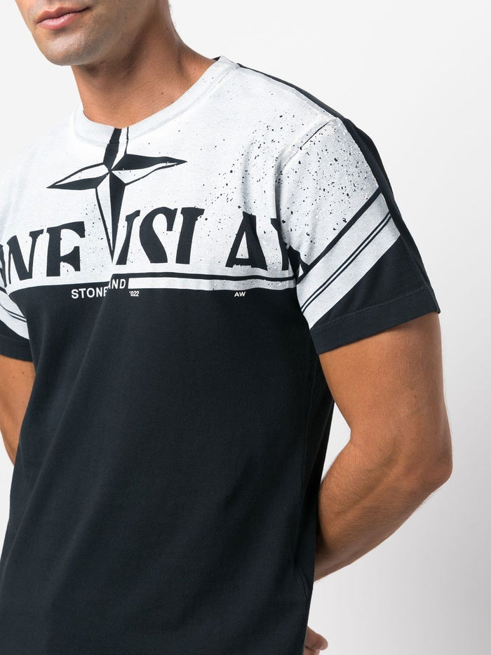 STONE ISLAND Logo-print Short-sleeve T-shirt Navy Blue - MAISONDEFASHION.COM