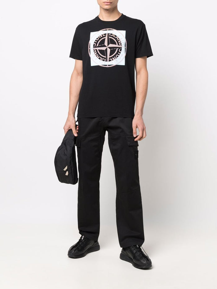 STONE ISLAND Logo T-Shirt Black - MAISONDEFASHION.COM
