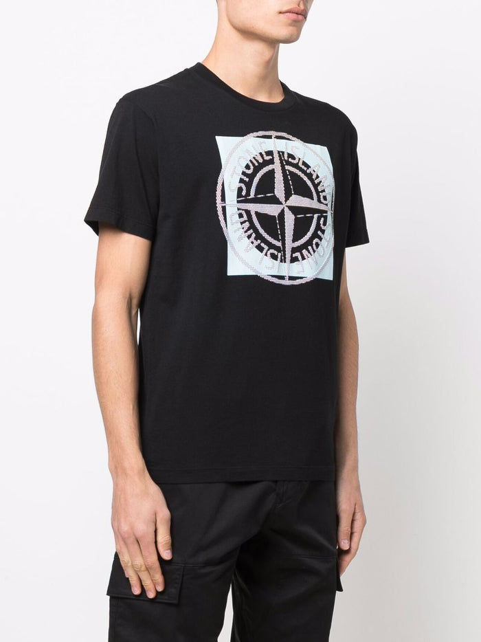 STONE ISLAND Logo T-Shirt Black - MAISONDEFASHION.COM