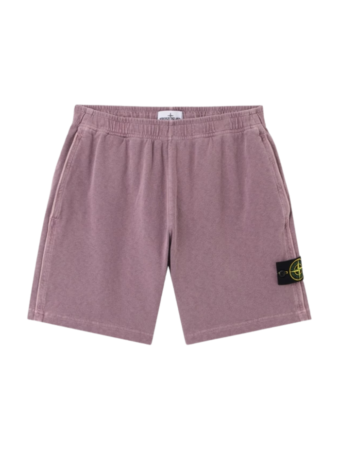 STONE ISLAND Malfilé Fleece 'Old' Effect Shorts Purple Grey - MAISONDEFASHION.COM