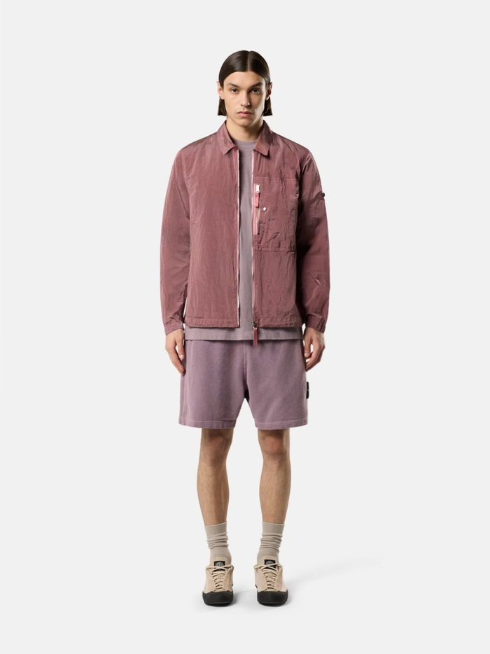 STONE ISLAND Malfilé Fleece 'Old' Effect Shorts Purple Grey - MAISONDEFASHION.COM