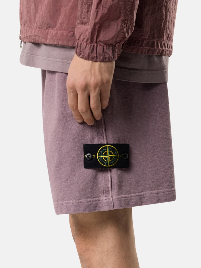 STONE ISLAND Malfilé Fleece 'Old' Effect Shorts Purple Grey - MAISONDEFASHION.COM