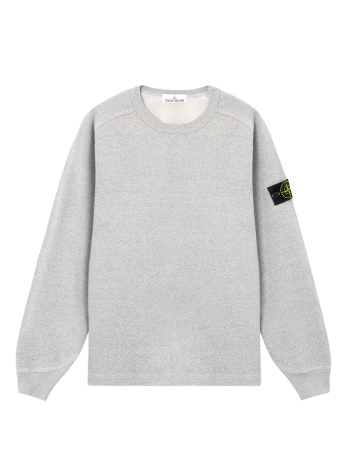 STONE ISLAND Mélange Fleece Oversized-fit Crewneck Sweatshirt Dust Grey - MAISONDEFASHION.COM
