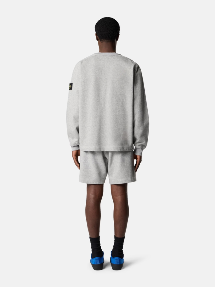 STONE ISLAND Mélange Fleece Oversized-fit Crewneck Sweatshirt Dust Grey - MAISONDEFASHION.COM