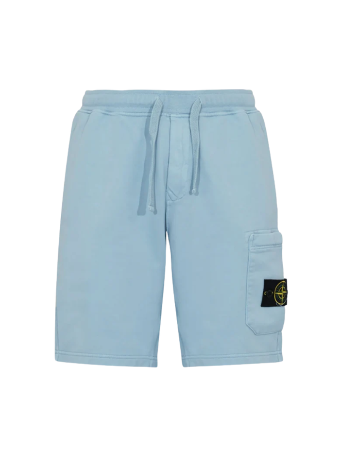 STONE ISLAND Organic Cotton Fleece Shorts Blue - MAISONDEFASHION.COM