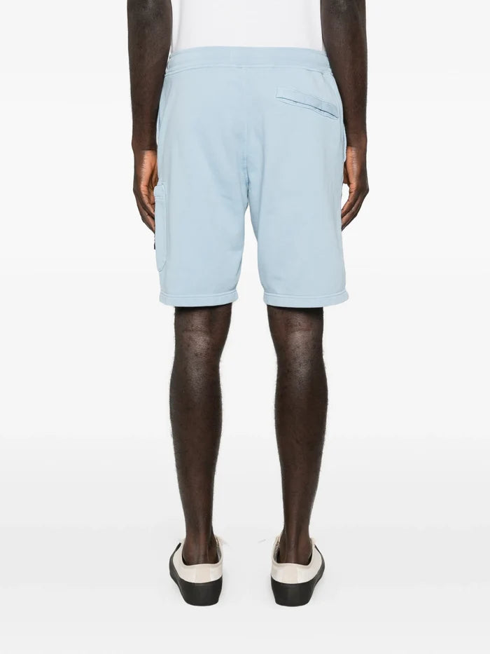 STONE ISLAND Organic Cotton Fleece Shorts Blue - MAISONDEFASHION.COM