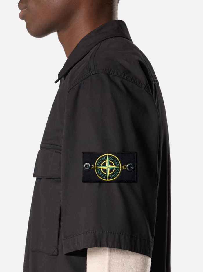 STONE ISLAND Stretch Organic Cotton Twill Shirt Black - MAISONDEFASHION.COM