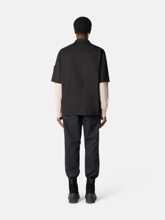 STONE ISLAND Stretch Organic Cotton Twill Shirt Black - MAISONDEFASHION.COM