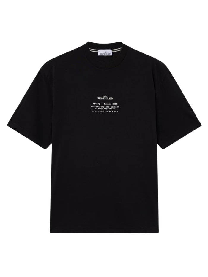 STONE ISLAND Text Logo T-Shirt Black - MAISONDEFASHION.COM