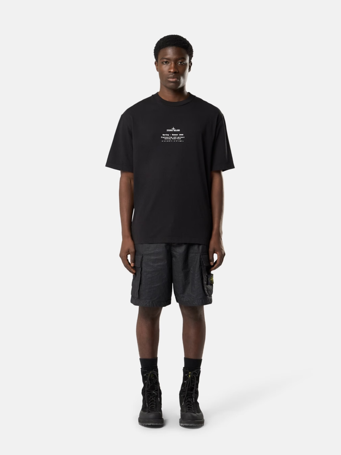 STONE ISLAND Text Logo T-Shirt Black - MAISONDEFASHION.COM