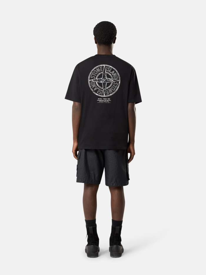 STONE ISLAND Text Logo T-Shirt Black - MAISONDEFASHION.COM