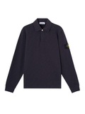 STONE ISLAND Vanisé Brushed Long-sleeve Polo Shirt Dark Blue - MAISONDEFASHION.COM