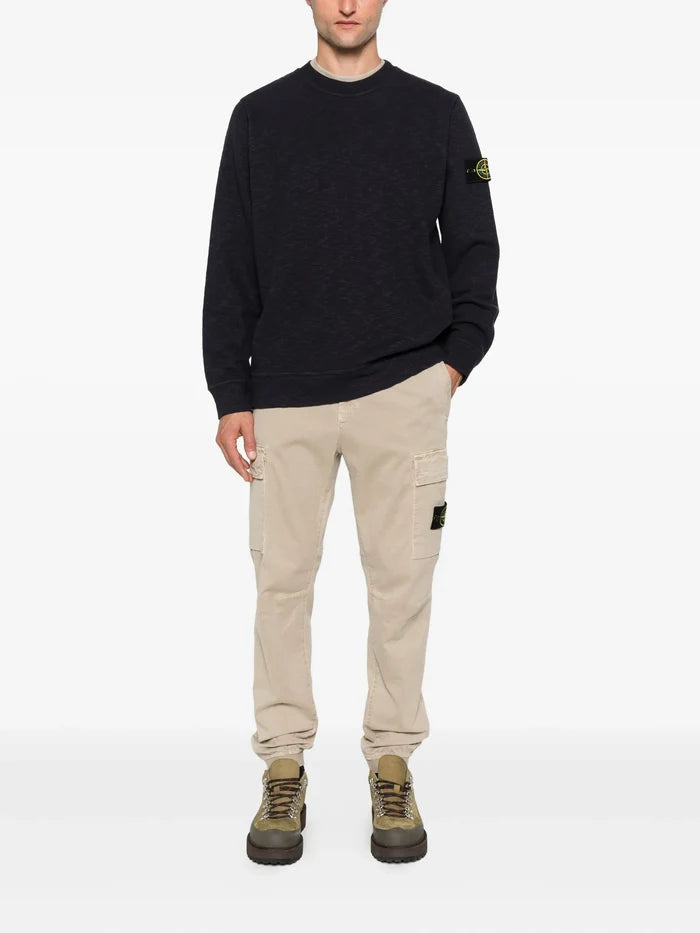 STONE ISLAND Vanisé Cotton Crewneck Sweatshirt Dark Blue - MAISONDEFASHION.COM