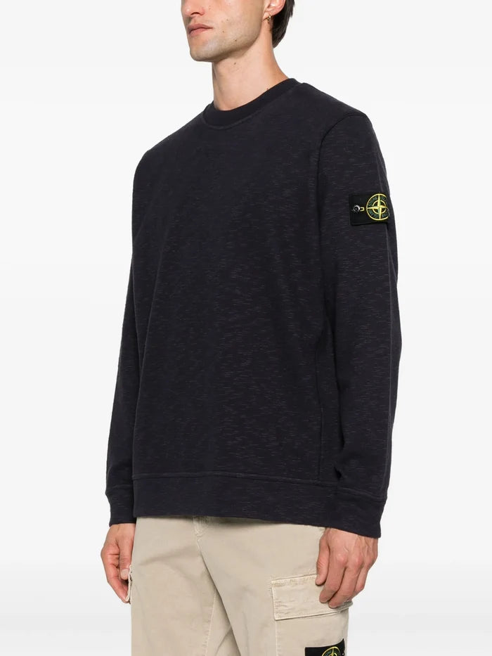 STONE ISLAND Vanisé Cotton Crewneck Sweatshirt Dark Blue - MAISONDEFASHION.COM