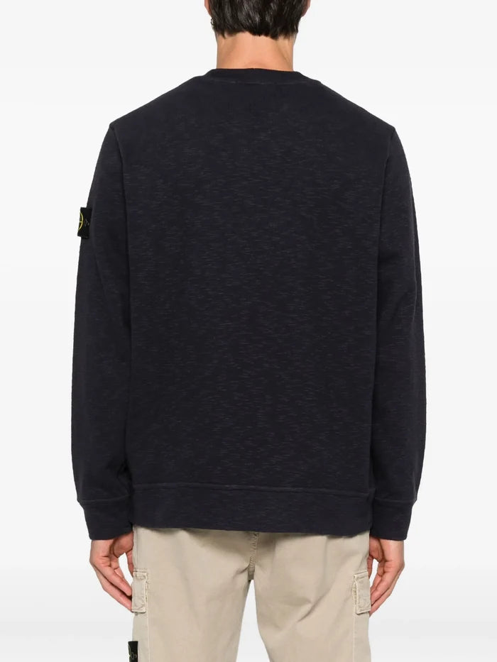STONE ISLAND Vanisé Cotton Crewneck Sweatshirt Dark Blue - MAISONDEFASHION.COM