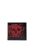 ALEXANDER MCQUEEN Textured Skull-detail Wallet Black/Red - MAISONDEFASHION.COM