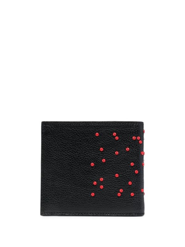 ALEXANDER MCQUEEN Textured Skull-detail Wallet Black/Red - MAISONDEFASHION.COM