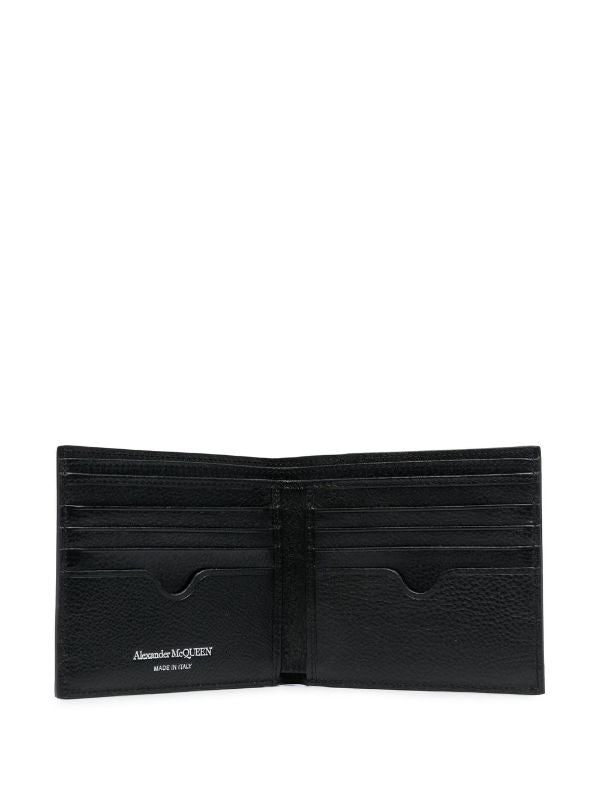 ALEXANDER MCQUEEN Textured Skull-detail Wallet Black/Red - MAISONDEFASHION.COM