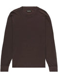 TOM FORD MEN Crew Neck Long Sleeve Cotton T-Shirt Brown - MAISONDEFASHION.COM
