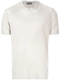 TOM FORD Crew Neck Short Sleeve Cotton T-Shirt Beige - MAISONDEFASHION.COM