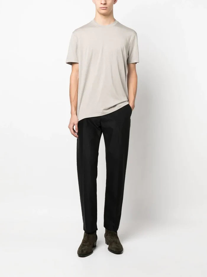 TOM FORD Crew Neck Short Sleeve Cotton T-Shirt Beige - MAISONDEFASHION.COM