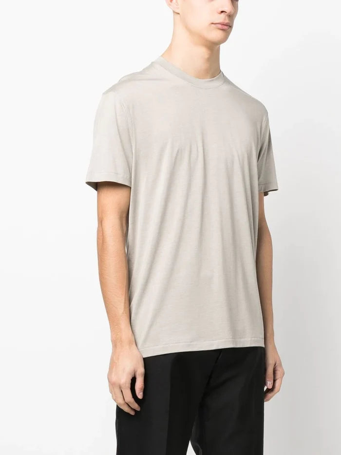 TOM FORD Crew Neck Short Sleeve Cotton T-Shirt Beige - MAISONDEFASHION.COM