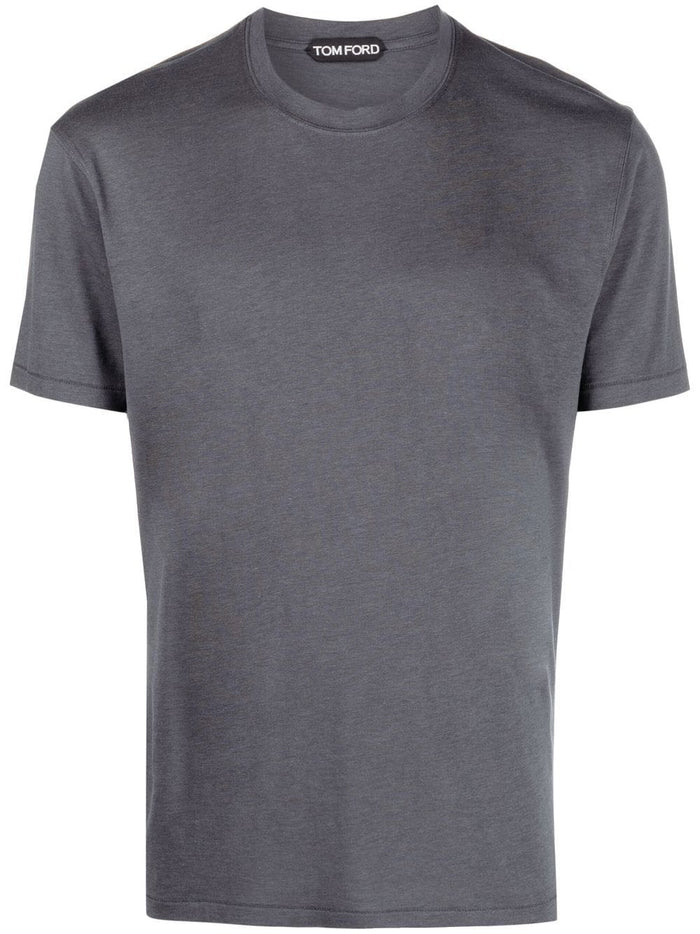 TOM FORD Crew Neck Short Sleeve Cotton T-Shirt Grey - MAISONDEFASHION.COM