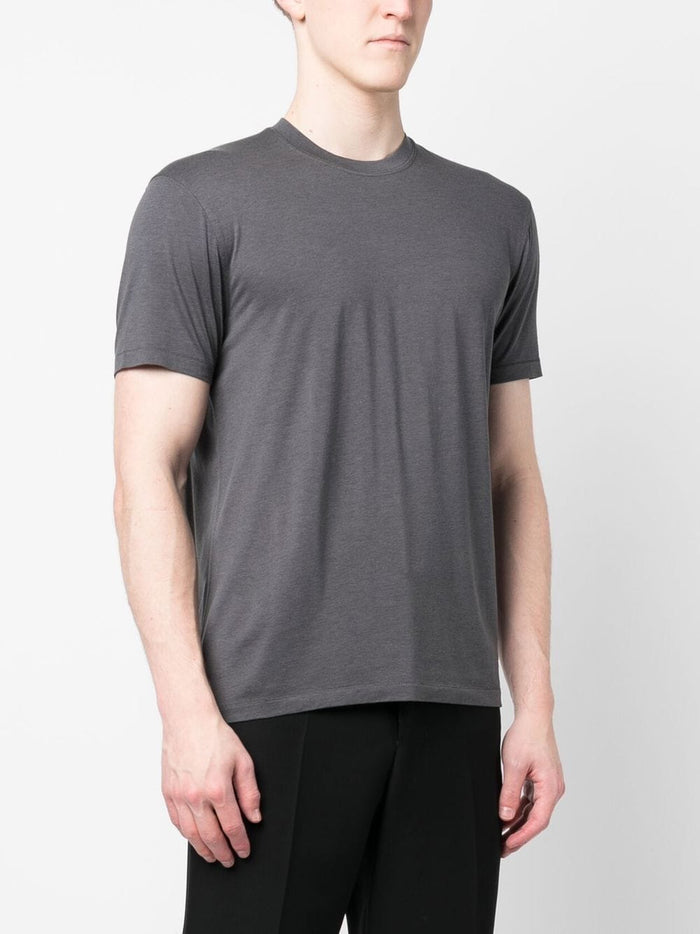 TOM FORD Crew Neck Short Sleeve Cotton T-Shirt Grey - MAISONDEFASHION.COM