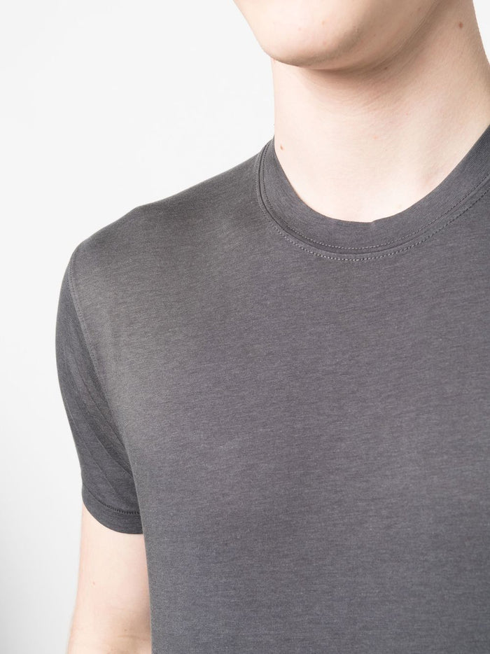 TOM FORD Crew Neck Short Sleeve Cotton T-Shirt Grey - MAISONDEFASHION.COM