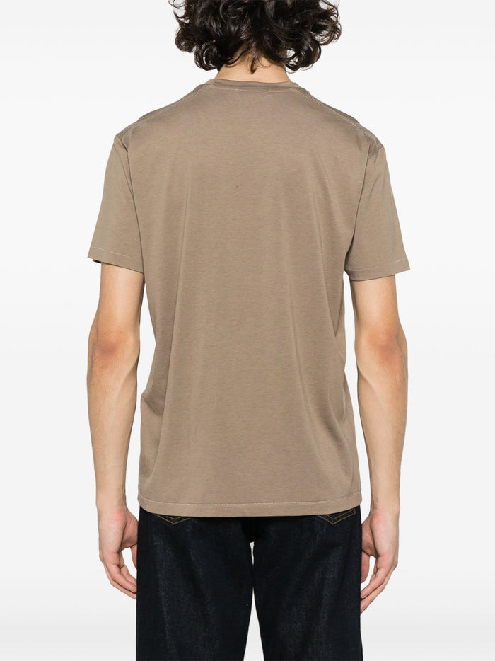 TOM FORD Crew Neck Short Sleeve Cotton T-Shirt Khaki - MAISONDEFASHION.COM
