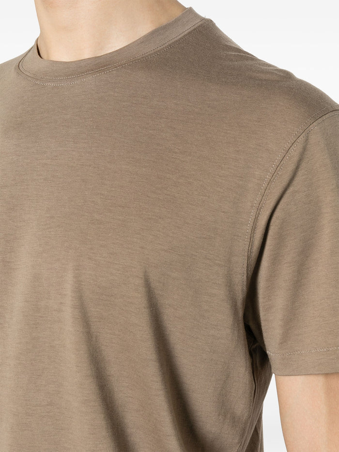TOM FORD Crew Neck Short Sleeve Cotton T-Shirt Khaki - MAISONDEFASHION.COM