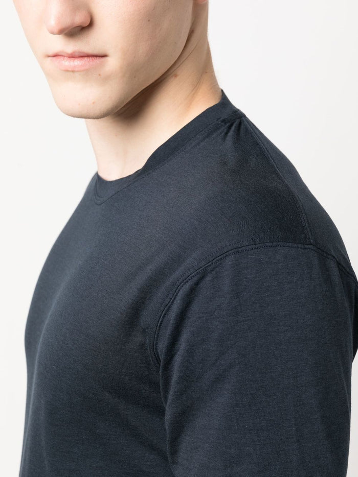 TOM FORD Crew Neck Short Sleeve Cotton T-Shirt Marine Blue - MAISONDEFASHION.COM