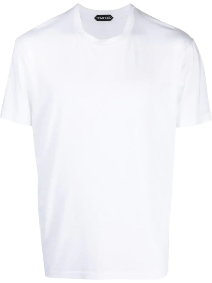 TOM FORD Crew Neck Short Sleeve Cotton T-Shirt White - MAISONDEFASHION.COM