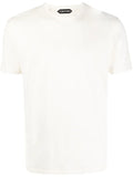 TOM FORD Crew Neck Short Sleeve Cotton T-Shirt Ecru - MAISONDEFASHION.COM