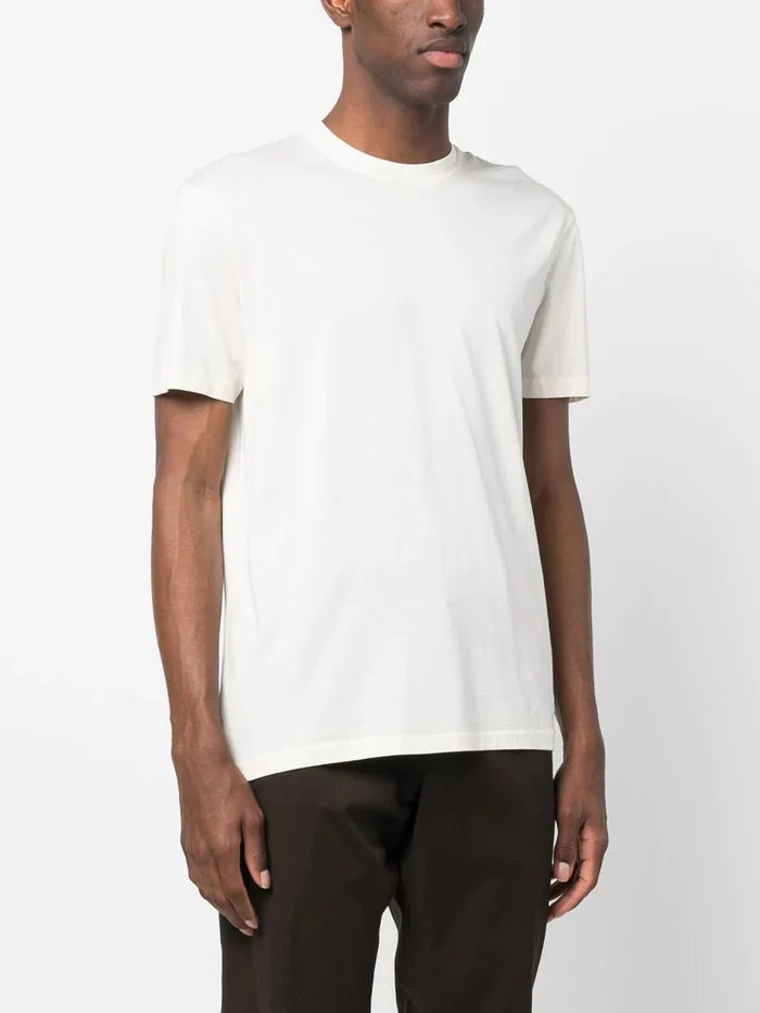 TOM FORD Crew Neck Short Sleeve Cotton T-Shirt Ecru - MAISONDEFASHION.COM