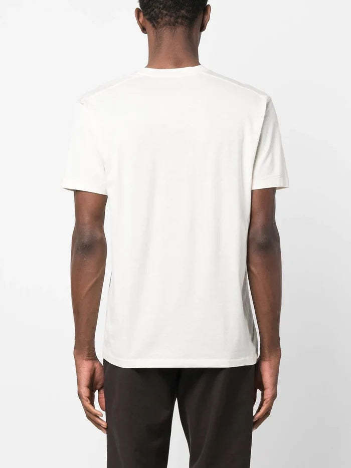 TOM FORD Crew Neck Short Sleeve Cotton T-Shirt Ecru - MAISONDEFASHION.COM