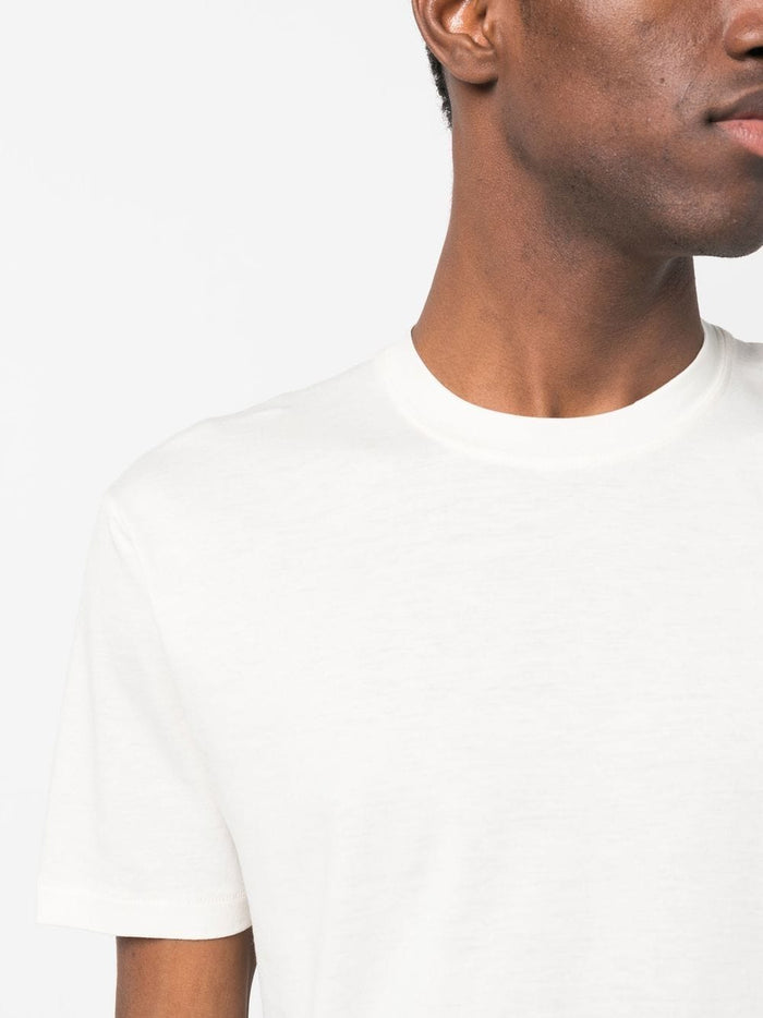 TOM FORD Crew Neck Short Sleeve Cotton T-Shirt Ecru - MAISONDEFASHION.COM