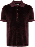 TOM FORD Cut And Sew Velvet Bordeaux Polo Shirt Plum - MAISONDEFASHION.COM