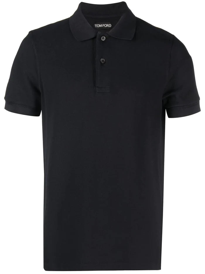 TOM FORD Knitted Polo Shirt Midnight Blue - MAISONDEFASHION.COM