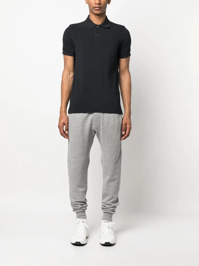 TOM FORD Knitted Polo Shirt Midnight Blue - MAISONDEFASHION.COM