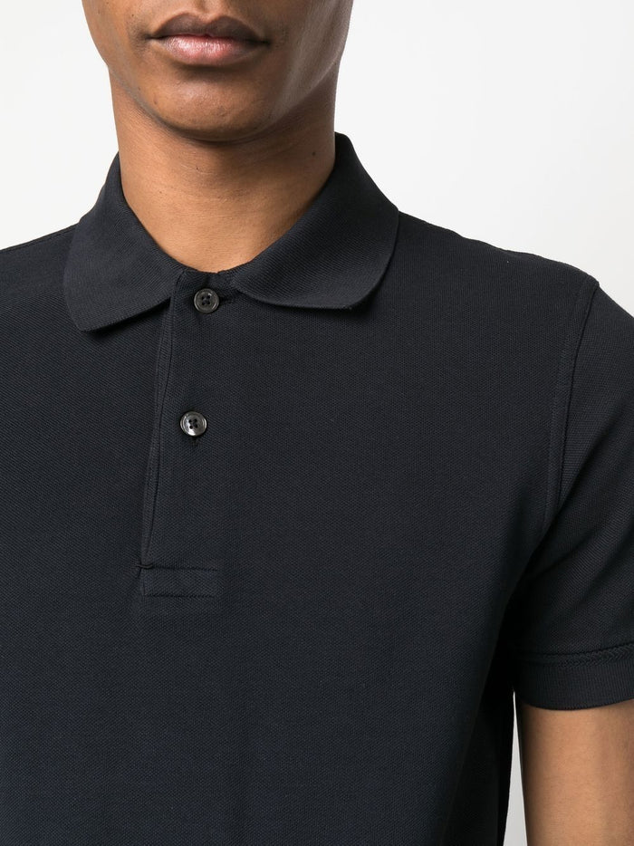 TOM FORD Knitted Polo Shirt Midnight Blue - MAISONDEFASHION.COM