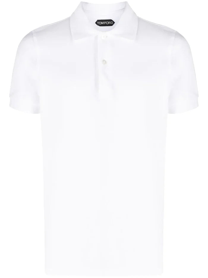 TOM FORD Knitted Polo Shirt White - MAISONDEFASHION.COM