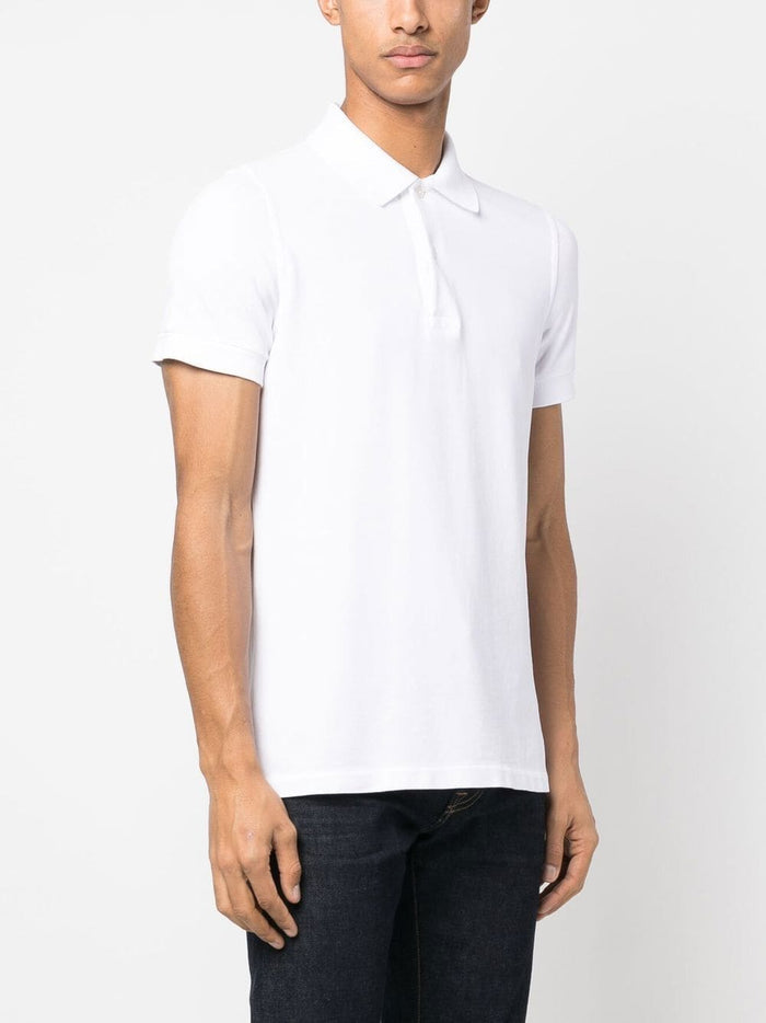 TOM FORD Knitted Polo Shirt White - MAISONDEFASHION.COM