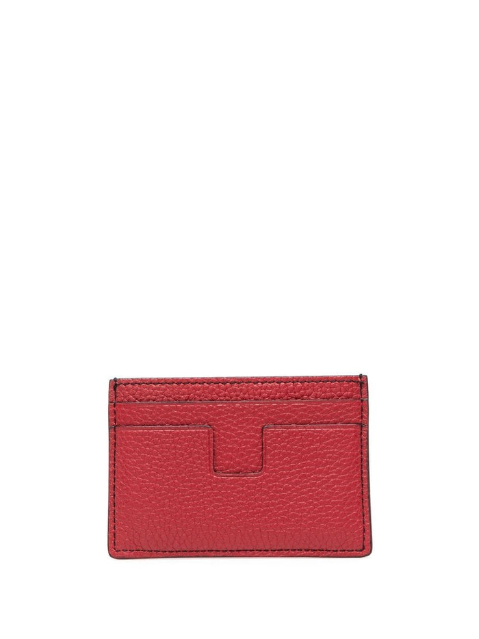 TOM FORD Logo Contrast Fabric Card Holder Black/Red - MAISONDEFASHION.COM