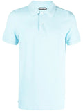 TOM FORD MEN Short Sleeve Knitted Polo Shirt Light Blue - MAISONDEFASHION.COM