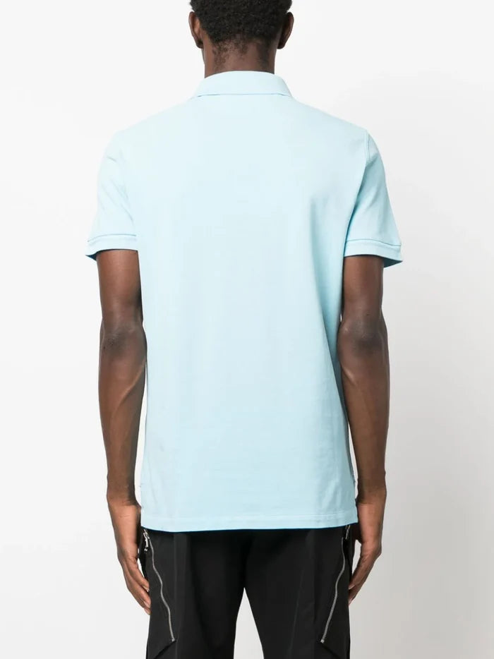 TOM FORD MEN Short Sleeve Knitted Polo Shirt Light Blue - MAISONDEFASHION.COM